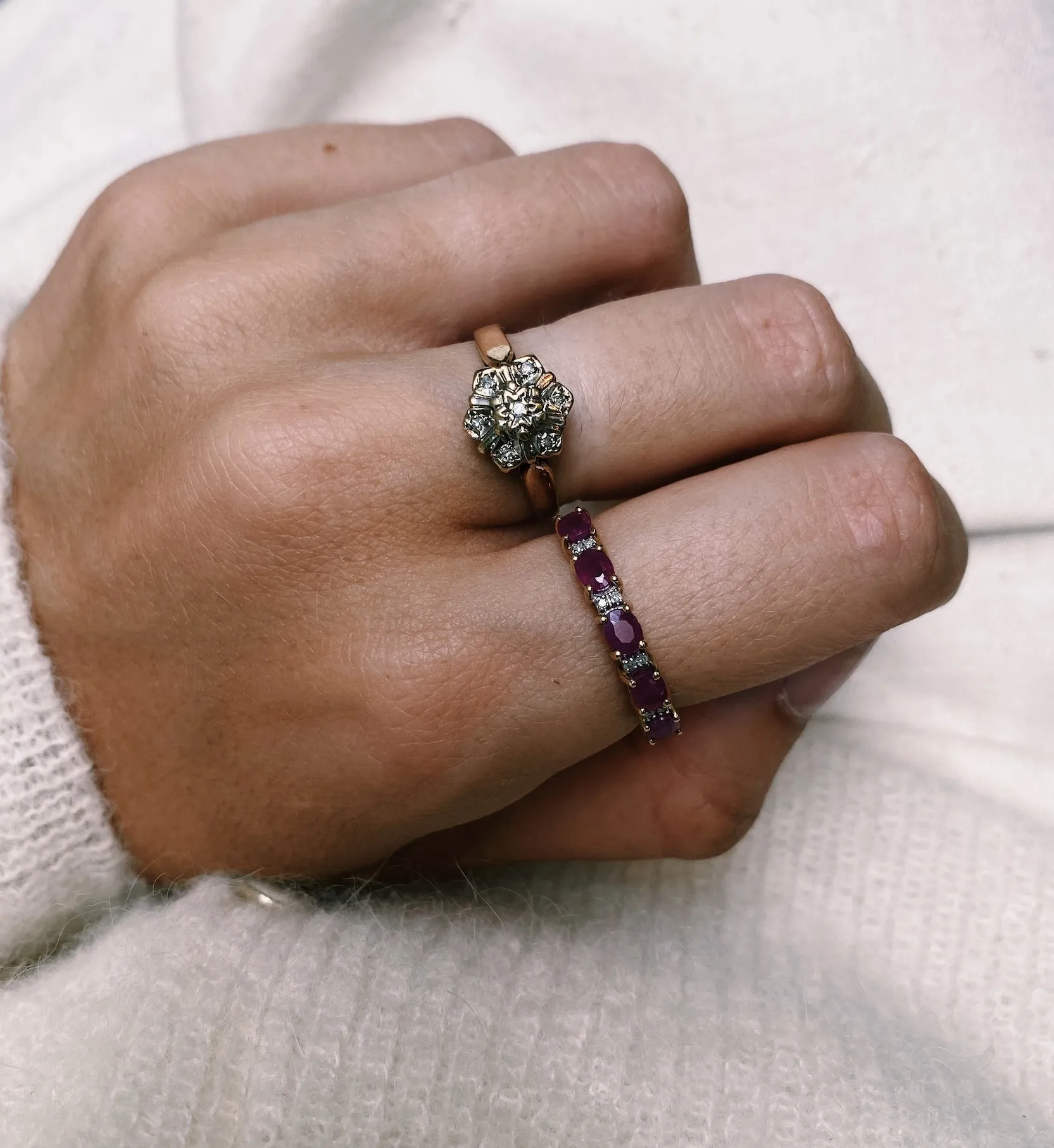 Vintage Diamond Peony Ring