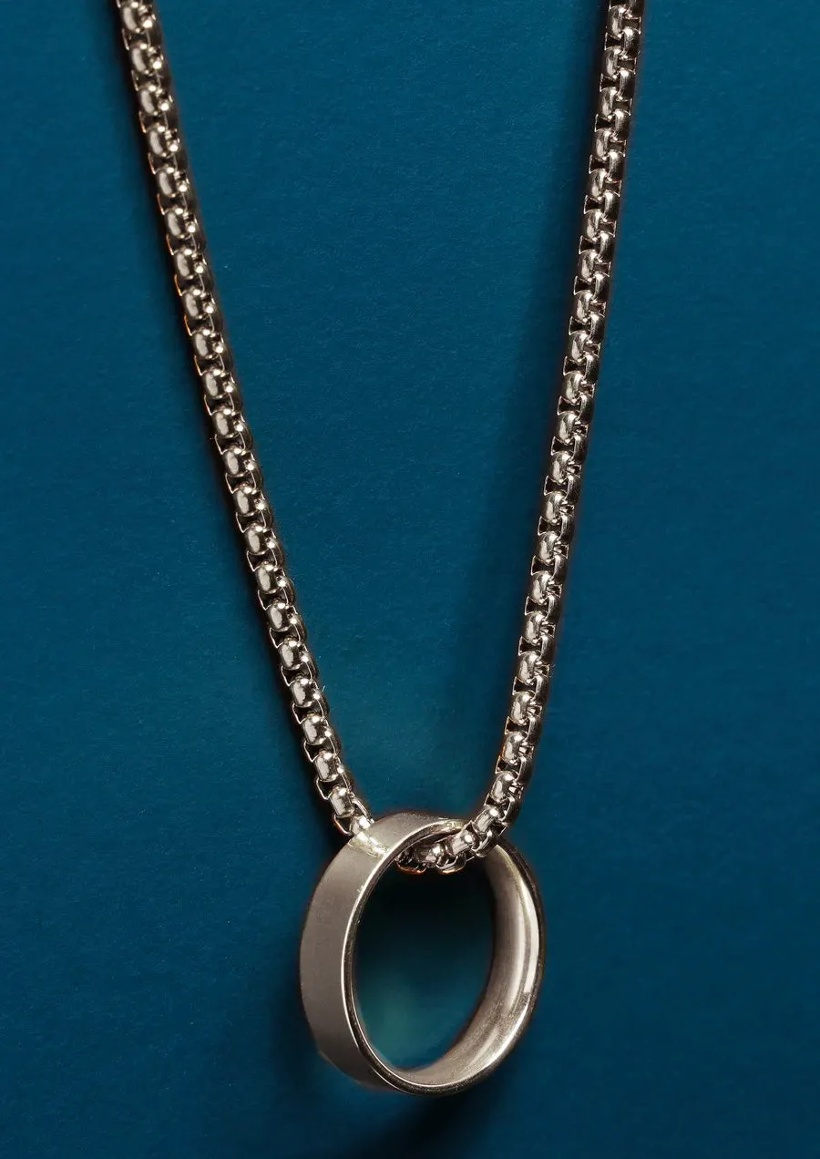 Waterproof Stainless Steel Ring on 3mm Venetian Round Box Chain