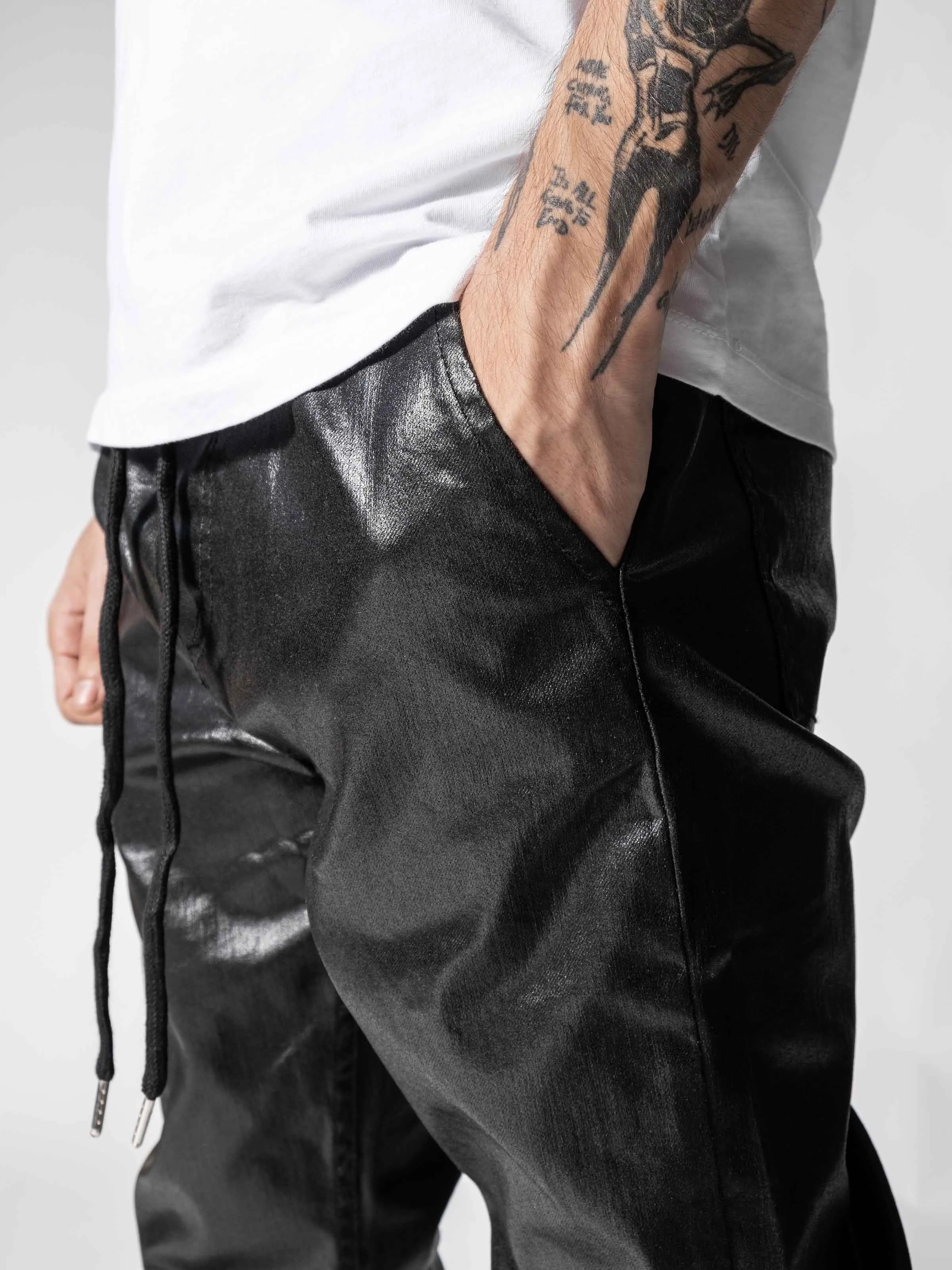 Waxed Black Pants