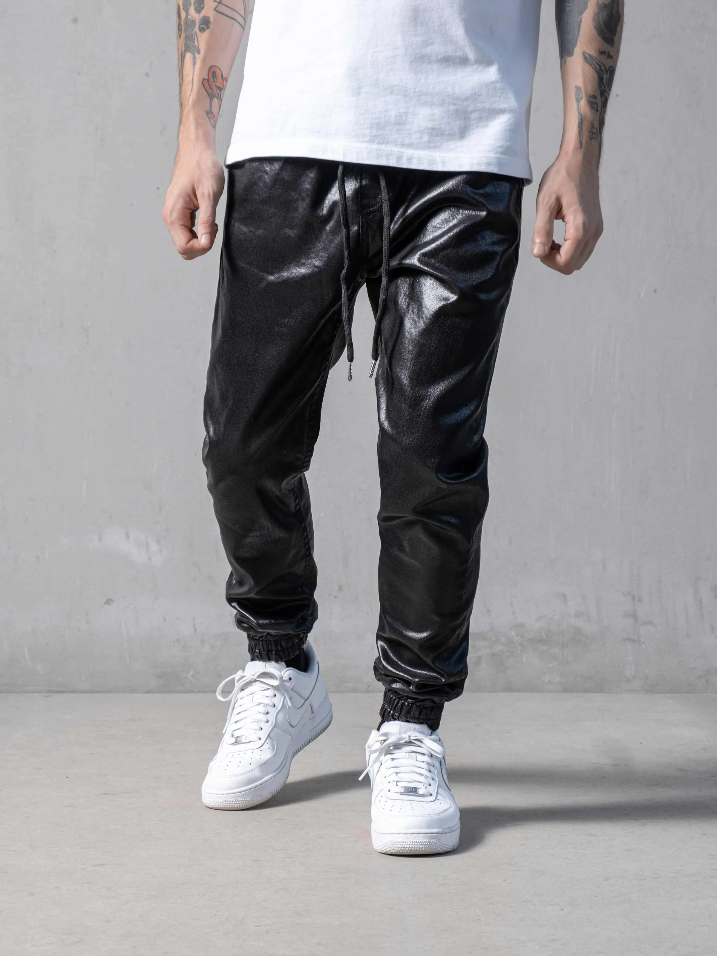 Waxed Black Pants