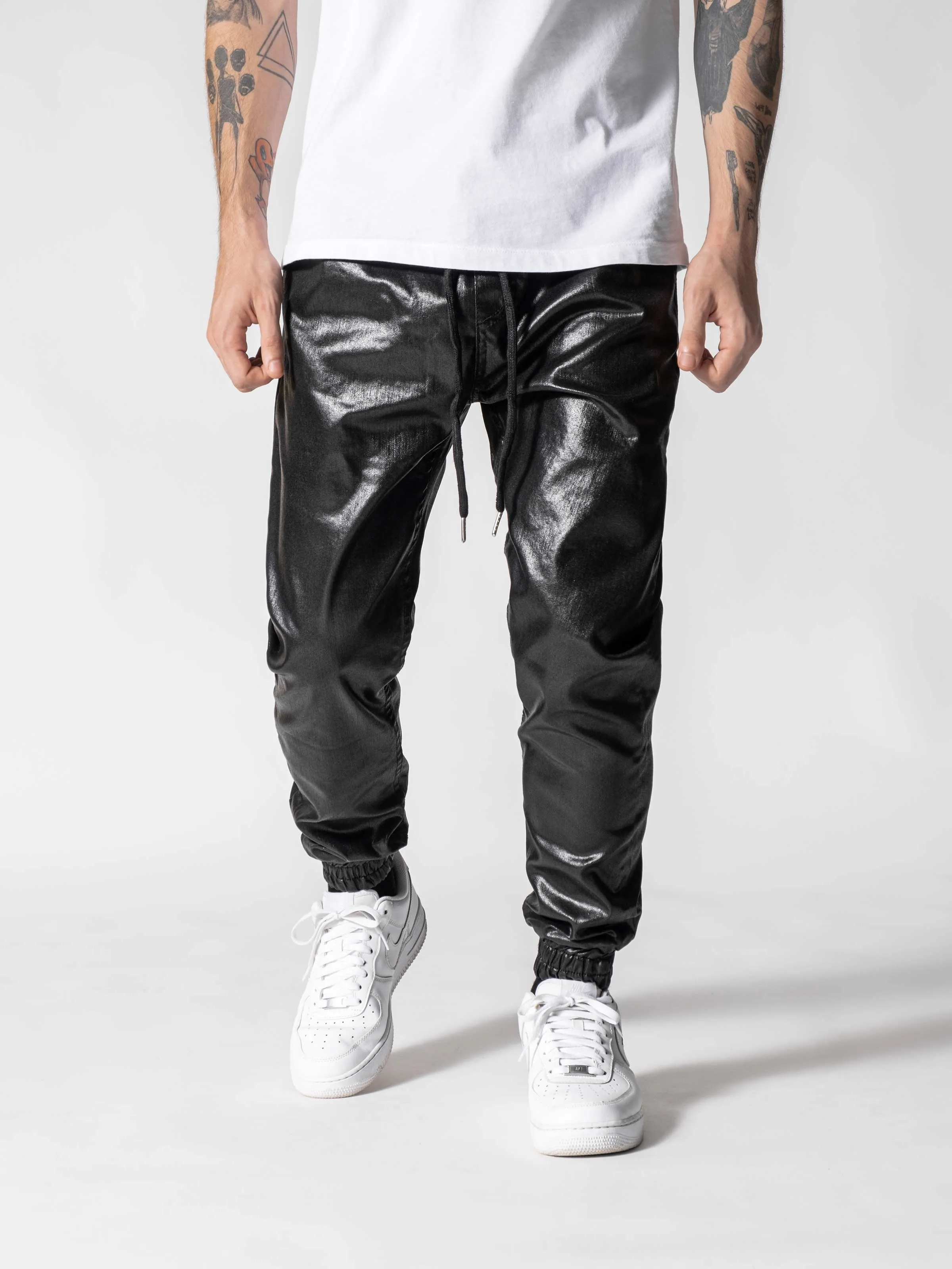 Waxed Black Pants