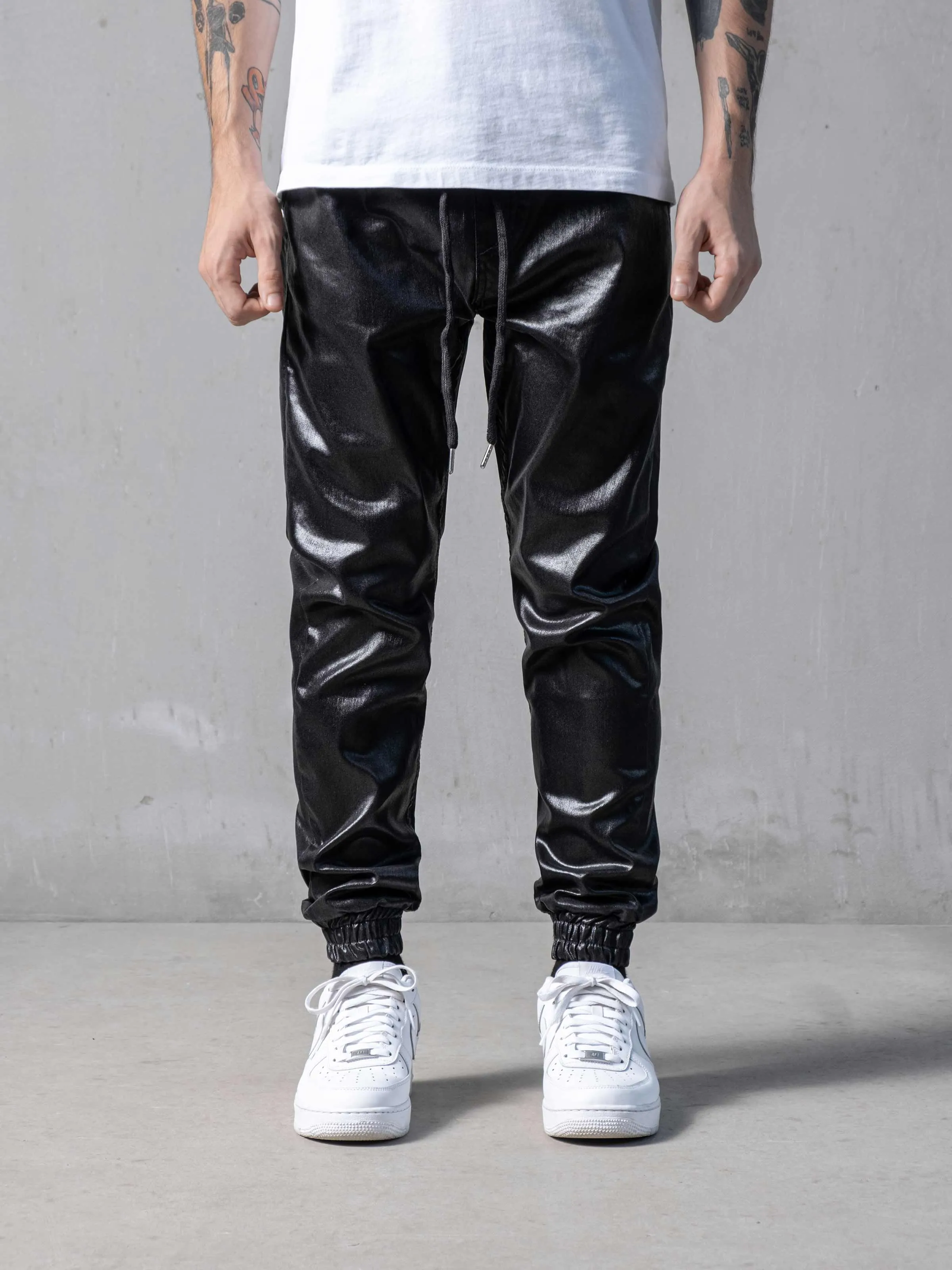 Waxed Black Pants