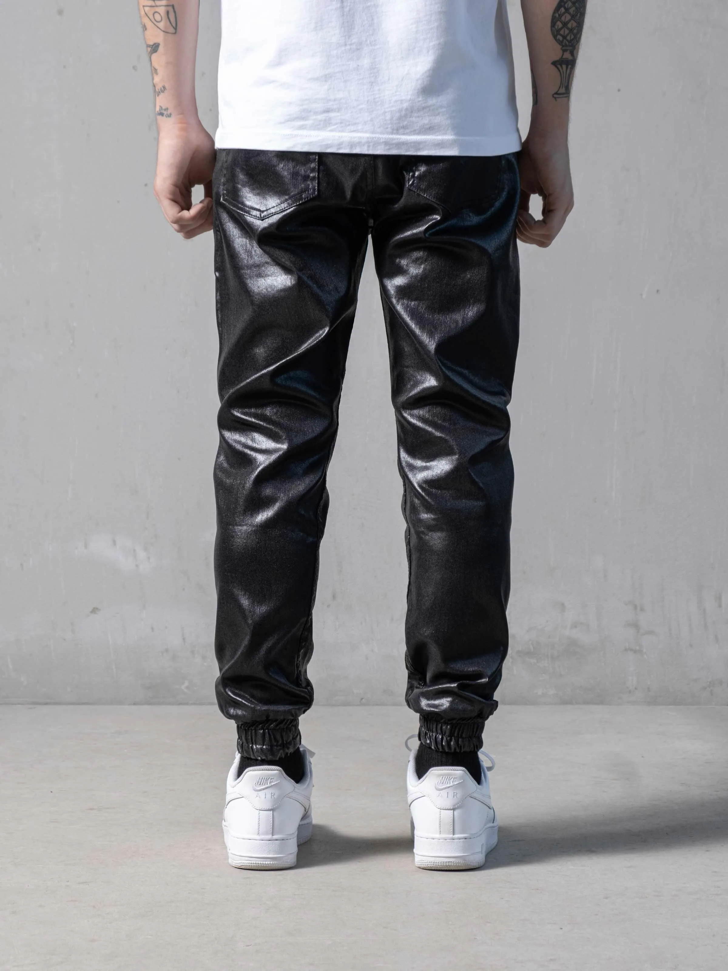 Waxed Black Pants