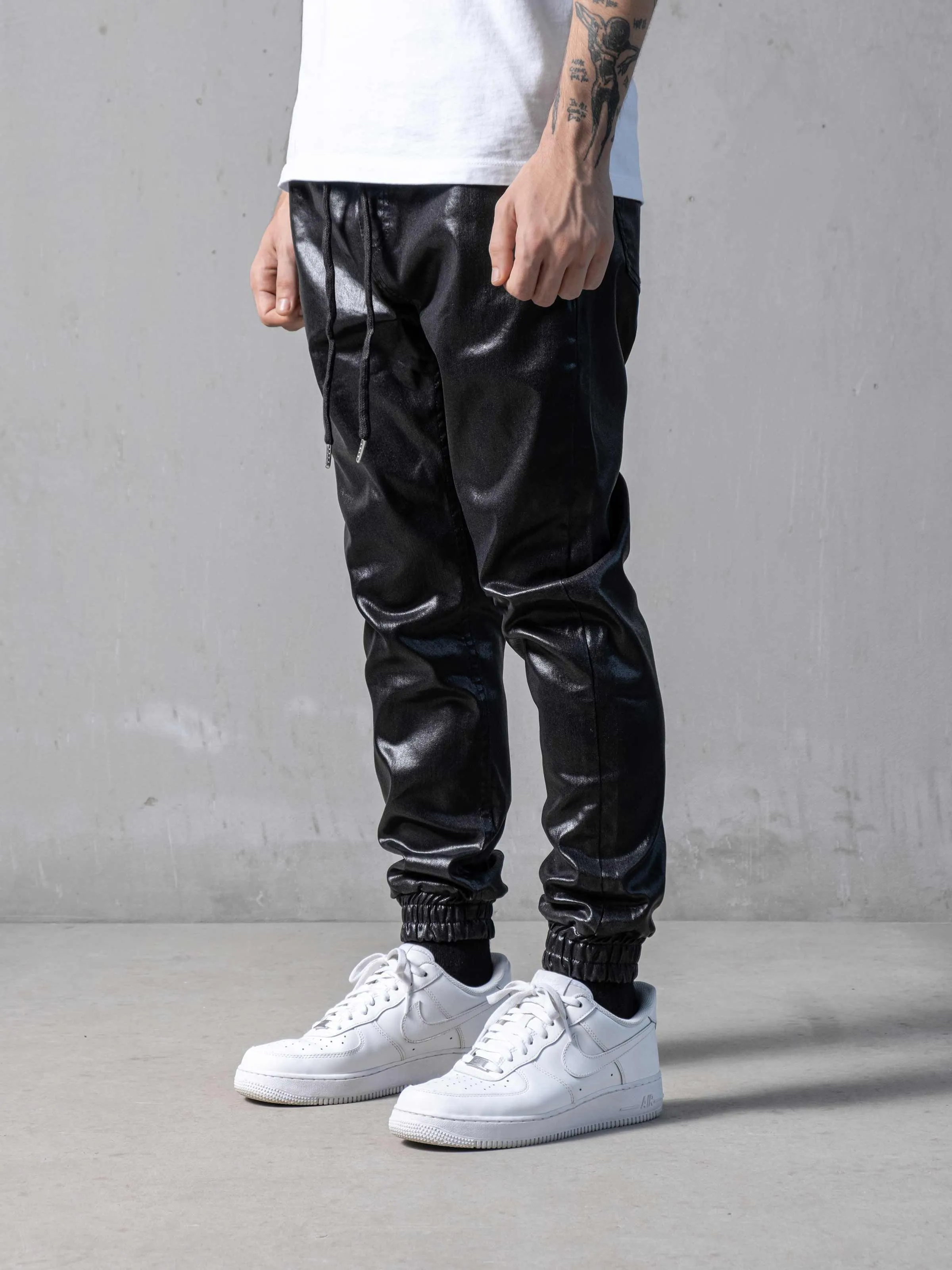 Waxed Black Pants