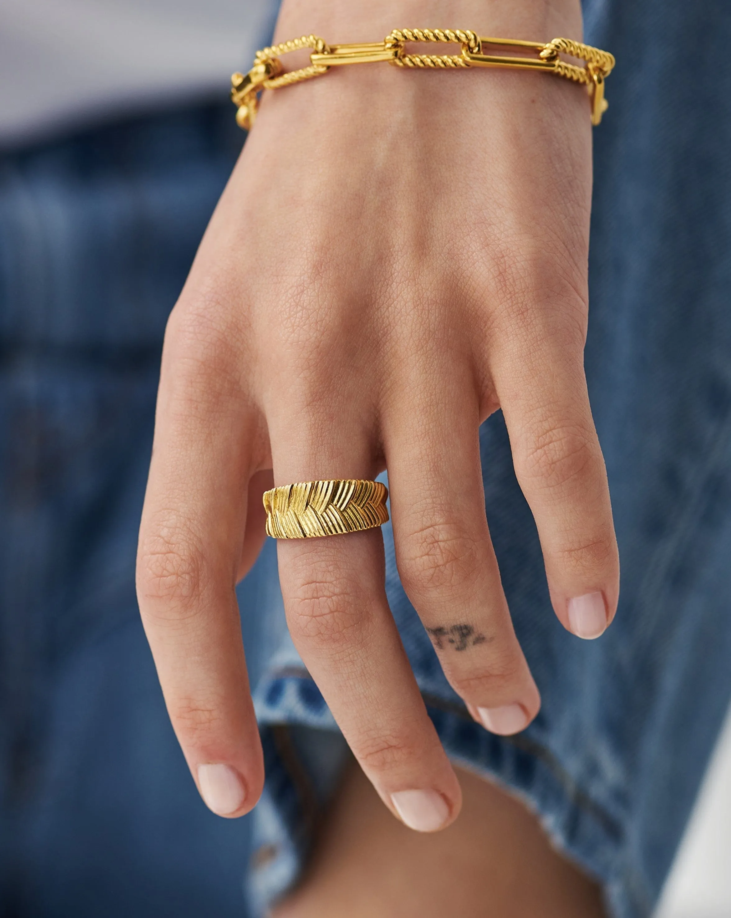 Wide Braid Ring | 18ct Gold Plated