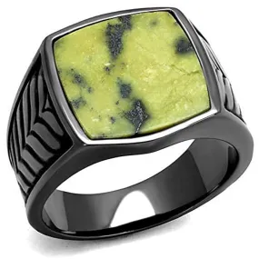 WildKlass Stainless Steel Ring IP Light Black (IP Gun) Men Semi-Precious Topaz