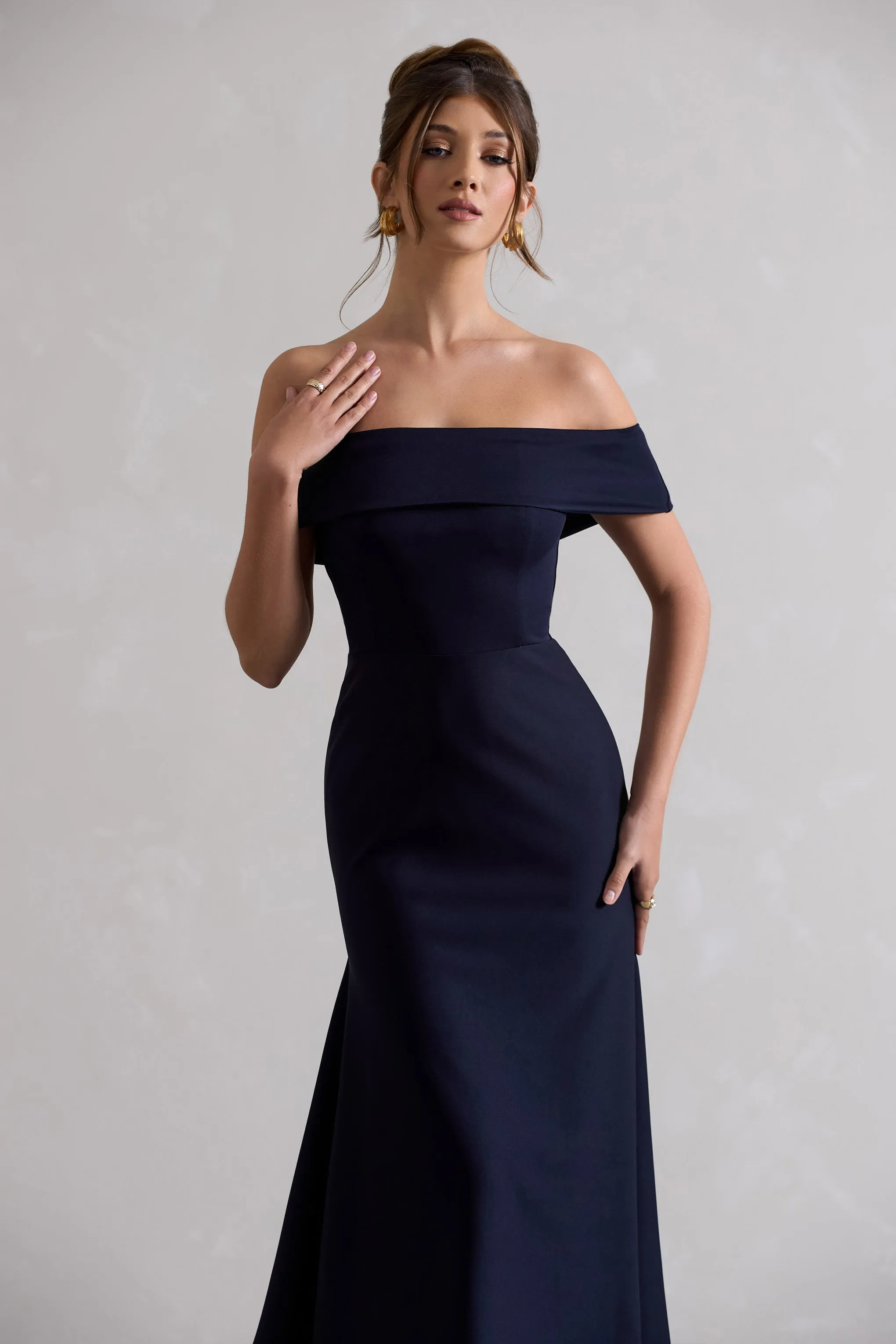 Windsor | Navy Bardot Midi Dress