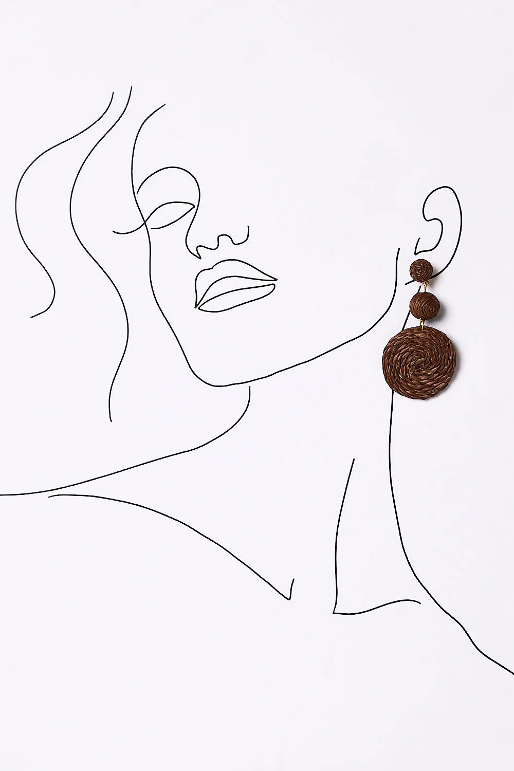 Woven Triple Circle Drop Earrings in Chocolate