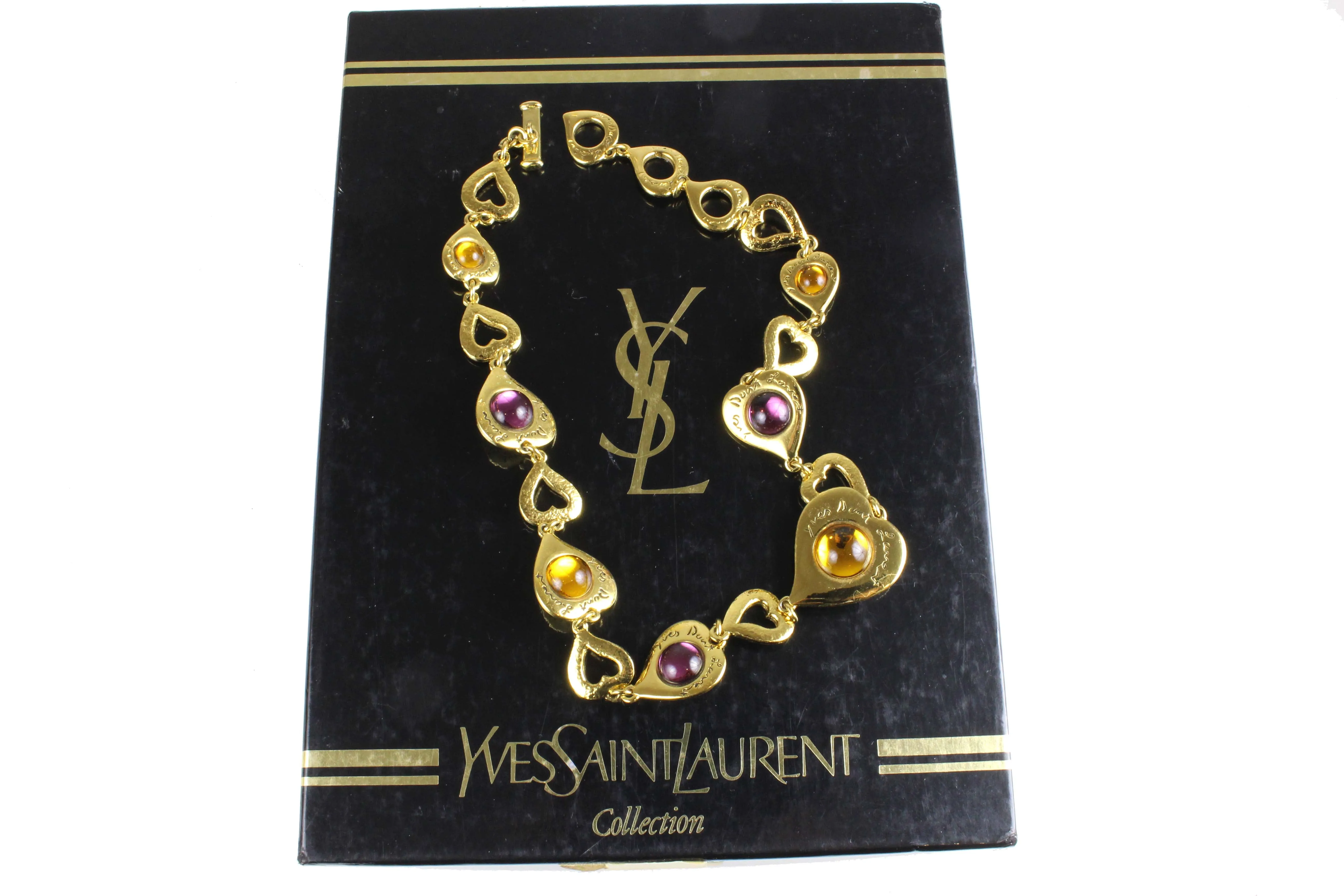 YVES SAINT LAURENT Hearts Cabochons Necklace