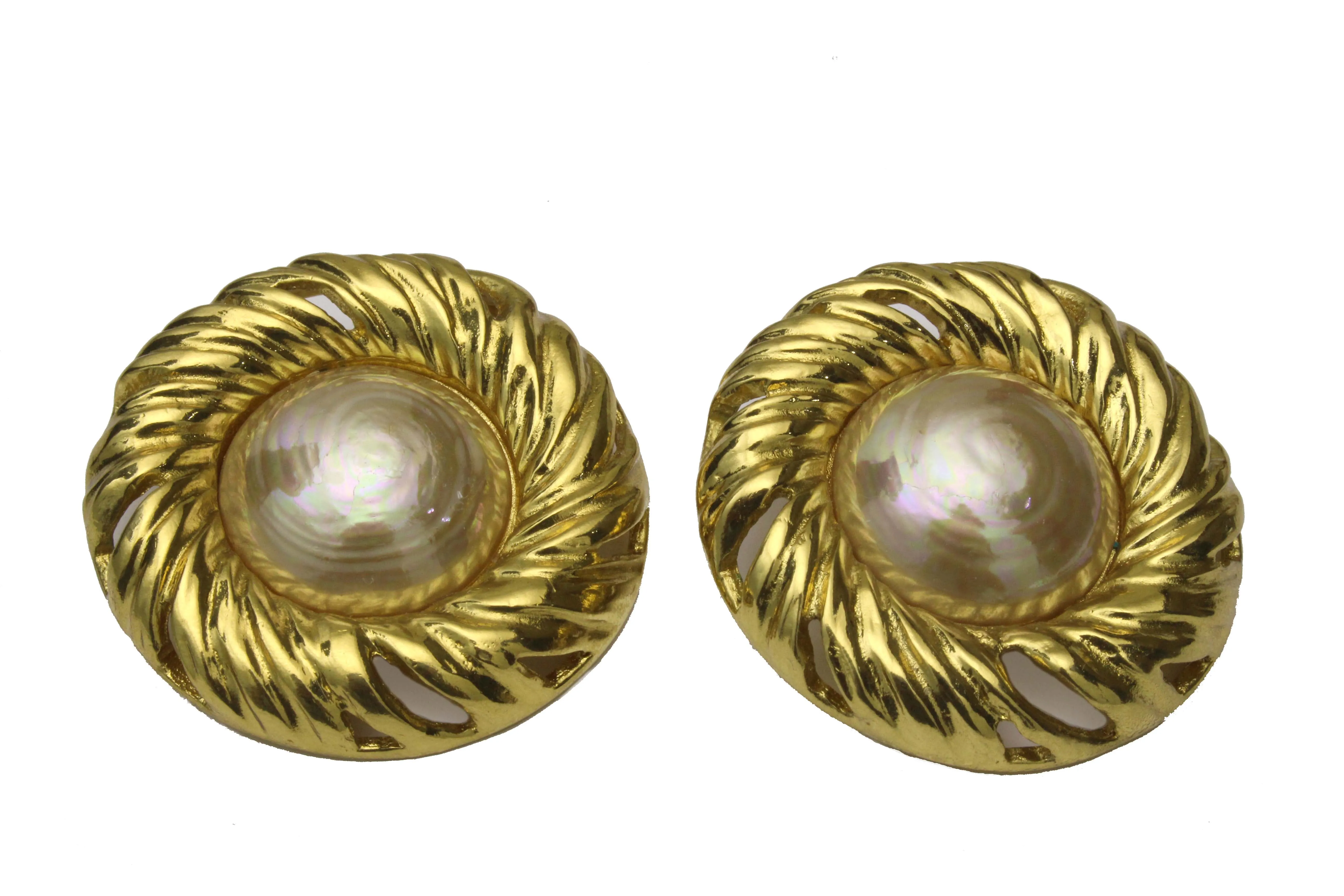 YVES SAINT LAURENT large pearl earrings