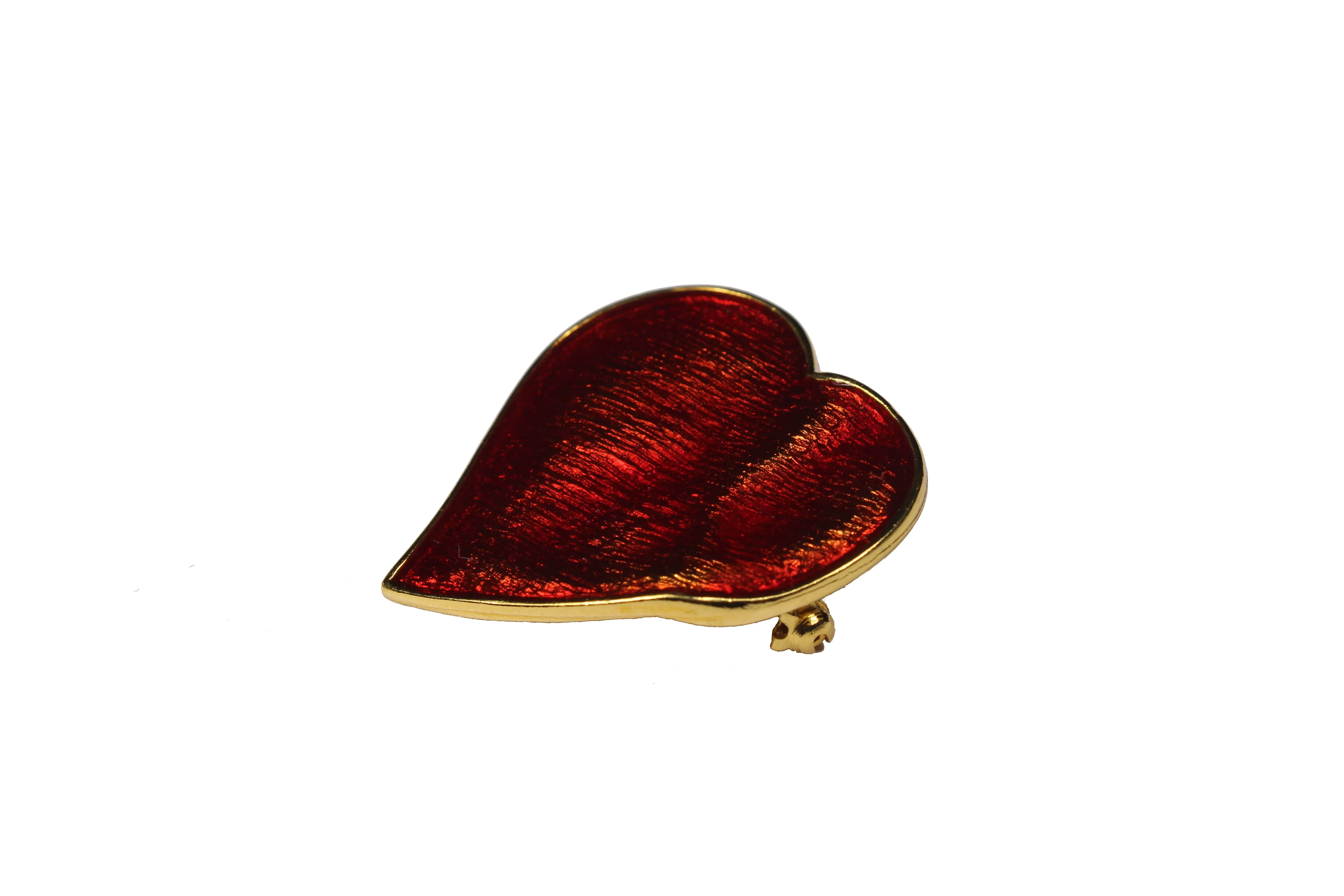 YVES SAINT LAURENT red heart brooch pendant